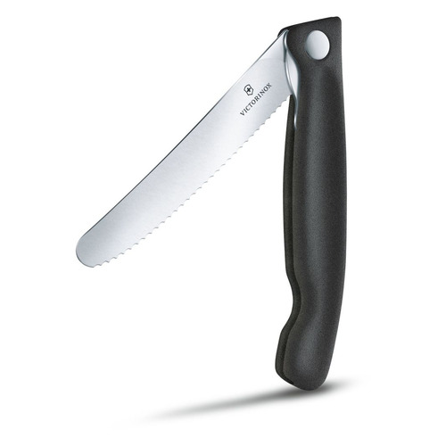 Нож кухонный Victorinox Swiss Classic, столовый, 110мм, заточка серрейтор, стальной, черный [6.7191.f3]
