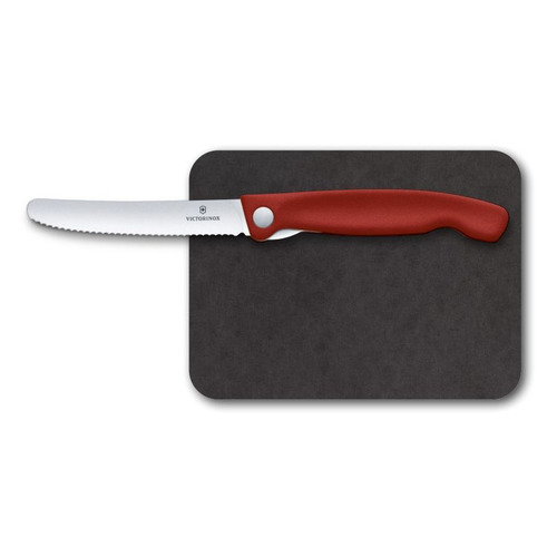Нож кухонный Victorinox Swiss Classic, столовый, для овощей, 110мм, заточка серрейтор, стальной, красный/черный [6.7191.f1]