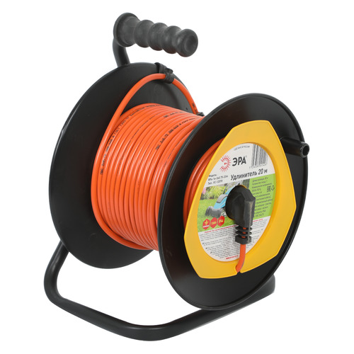 Удлинитель силовой Эра RPx-1e-3х0.75-20m, розеток 1шт, 3x0.75 кв.мм, 6A, 20м, ПВС, катушка, оранжевый [б0043045]