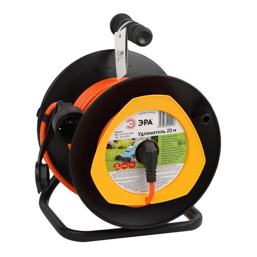 Удлинитель силовой Эра RPx-1e-3x1.5-20m, розеток 1шт, 3x1.5 кв.мм, 16A, 20м, ПВС, катушка, оранжевый [б0046837]