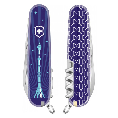 Складной нож Victorinox Spartan "Останкинская телебашня", функций: 12, 91мм, синий / рисунок, коробка картонная [1.3603.7r2-03]