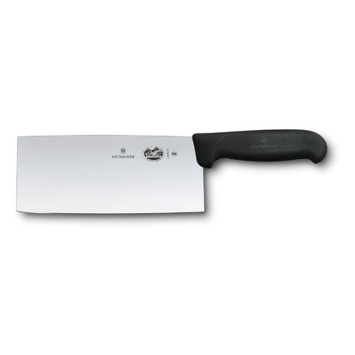 Нож кухонный Victorinox Fibrox, шеф, 180мм, заточка прямая, стальной, черный [5.4063.18]