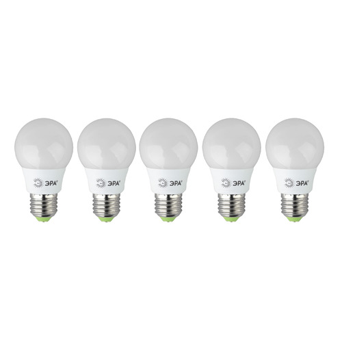 Упаковка ламп LED Эра E27, груша, 6Вт, 4000К, белый нейтральный, ECO LED A55-6W-840-E27, 5 шт. [б0028007]