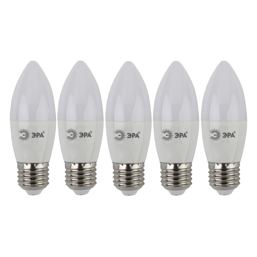 Упаковка ламп LED Эра E27, свеча, 10Вт, 2700К, белый теплый, ECO LED B35-10W-827-E27, 5 шт. [б0032962]