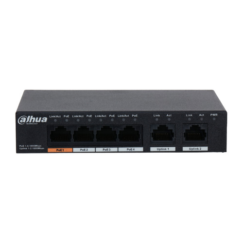 Коммутатор Dahua DH-PFS3006-4GT-60 4x100Mb 3PoE+ 60W неуправляемый