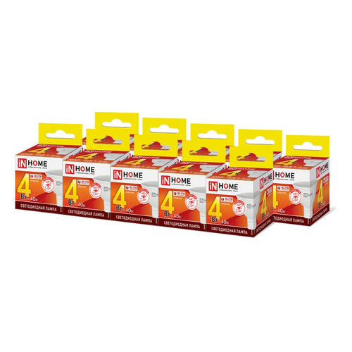 Упаковка ламп LED INHOME GU5.3, спот, 4Вт, 3000К, белый теплый, LED-JCDR-VC, 10 шт