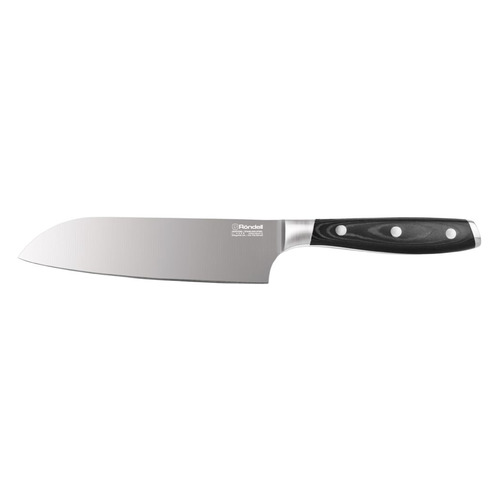 Нож Rondell Santoku Falkata, сантоку, 140мм, заточка прямая, стальной, черный [0328-rd-01]