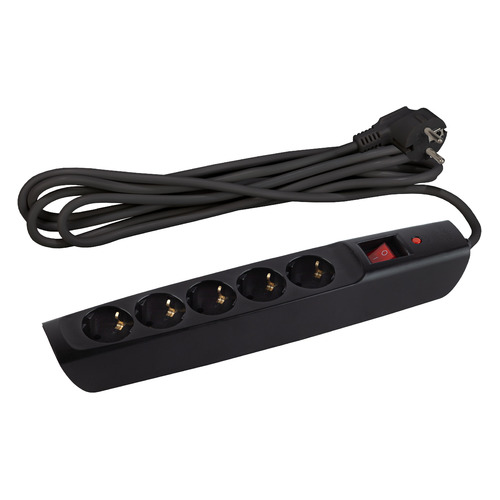 Сетевой фильтр Эра SFX-5es-2m-B, 2м, черный [б0044020]