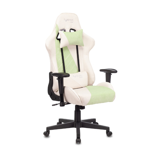 Кресло игровое ZOMBIE VIKING X, на колесиках, ткань, зеленый/белый [viking x green]