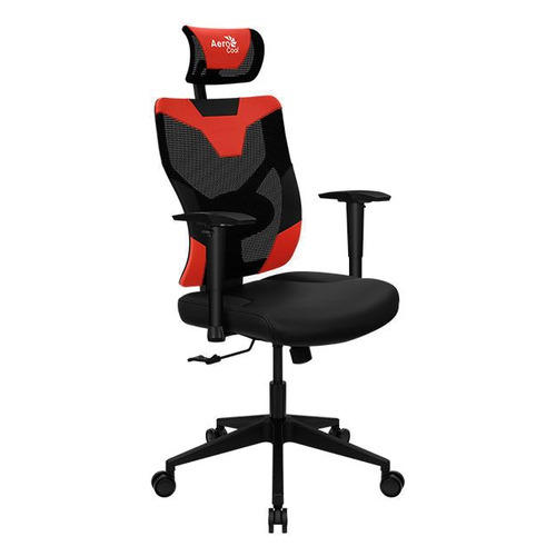 Кресло игровое Aerocool Guardian, на колесиках, искусственная кожа/сетка, черный/красный [guardian champion red]