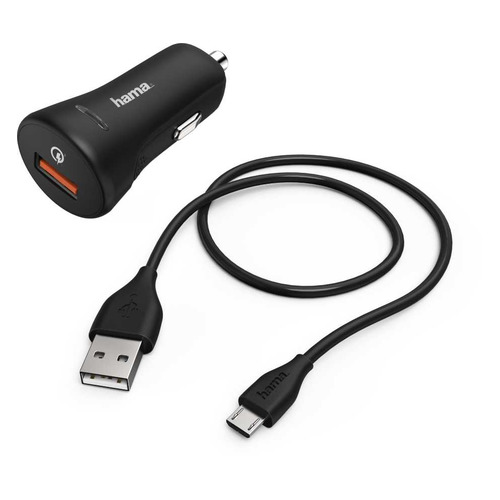 Комплект зарядного устройства HAMA H-178337, USB, microUSB, 3A, черный [00178337]