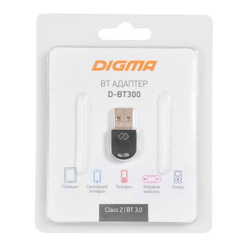 Адаптер USB Digma D-BT300 Bluetooth 3.0+EDR class 2 10м черный