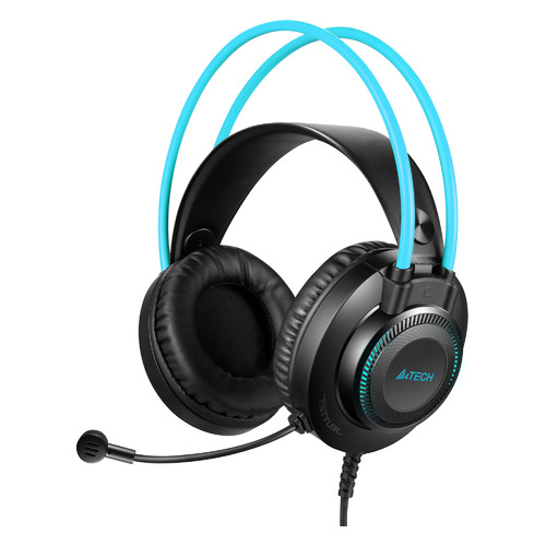 Гарнитура A4TECH Fstyler FH200U, для компьютера, накладные, серый / синий [fh200u blue]