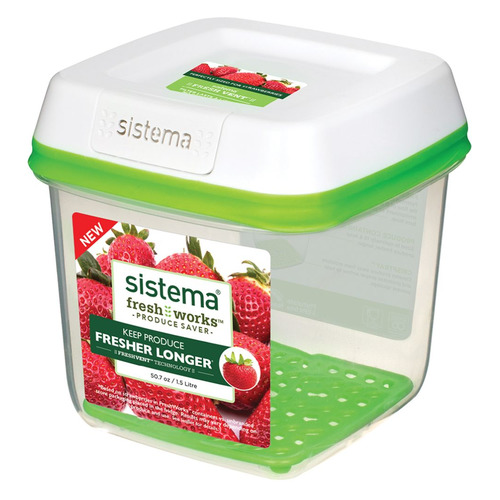 Контейнер SISTEMA Freshworks 53110, 1.5л, квадратная, пластик, белый/прозрачный