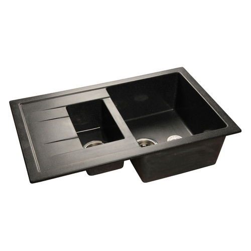 Кухонная мойка GRANFEST Quadro GF-Q775L, искусственный мрамор, 49.5см х 76.5см, черный [gf-q775kl-308]