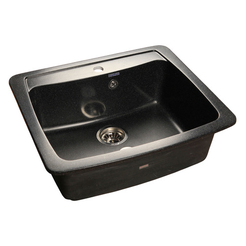 Кухонная мойка GRANFEST Standart GF-S605, искусственный мрамор, 51.5см х 60.5см, черный [gf-s605-308]