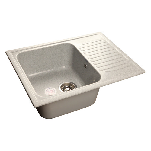 Кухонная мойка GRANFEST Standart GF-S645L, искусственный мрамор, 49.8см х 64.5см, серый [gf-s645l-310]