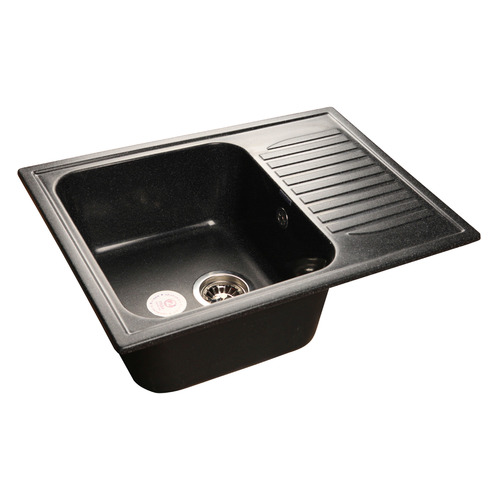 Кухонная мойка GRANFEST Standart GF-S645L, искусственный мрамор, 49.8см х 64.5см, черный [gf-s645l-308]