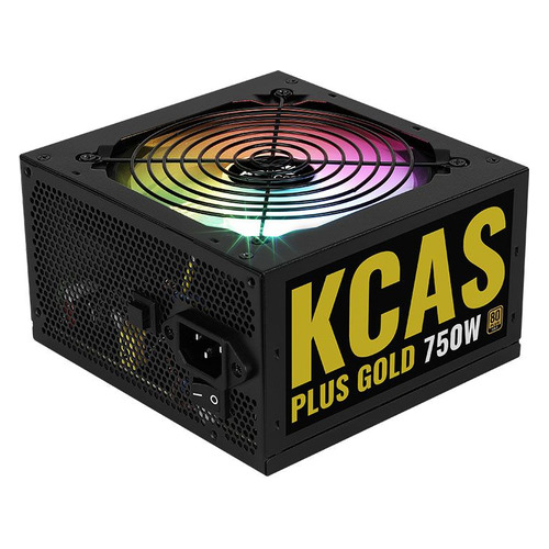 Блок питания Aerocool KCAS PLUS GOLD 750W RGB, 750Вт, 120мм, черный, retail [kcas plus 750g]
