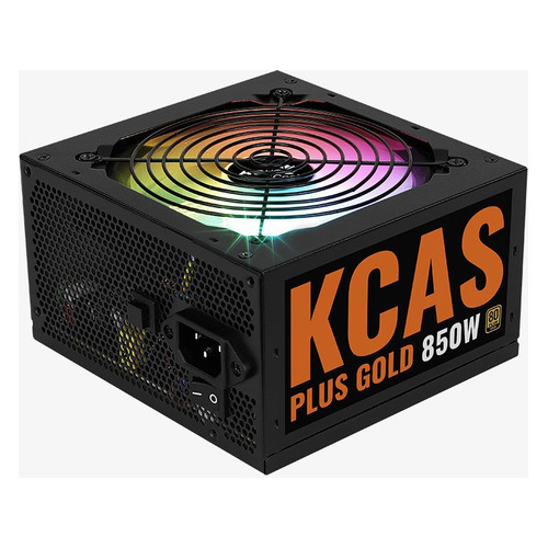 Блок питания Aerocool KCAS PLUS GOLD 850W ARGB, 850Вт, 120мм, черный, retail [kcas plus 850g]