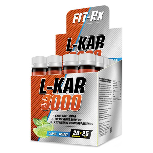 L-карнитин FIT-RX L-KAR 3000, 20x25мл, 20, ампулы, Лайм/мята [00827]