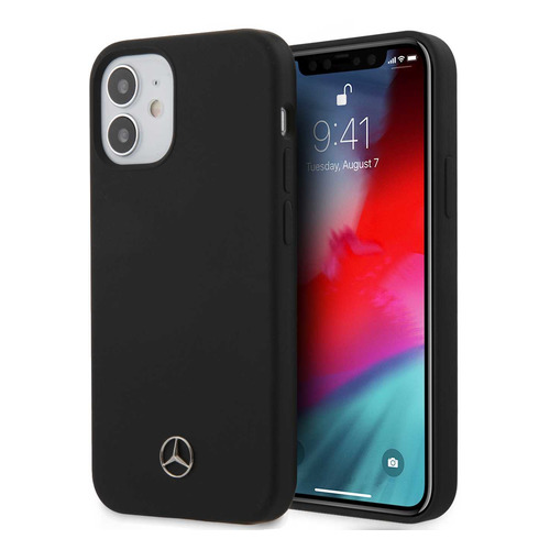 Чехол (клип-кейс) Mercedes liquid silicone, для Apple iPhone 12 mini, черный [mehcp12ssilbk]