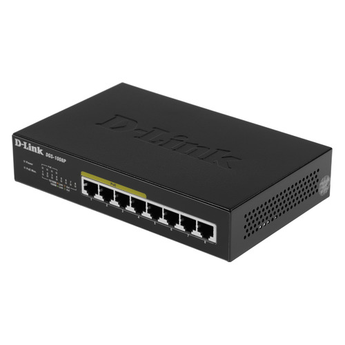 Коммутатор D-Link DGS-1008P/E1A 8G 4PoE+ 80W неуправляемый