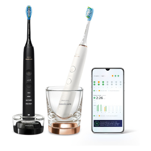 Набор электрических зубных щеток Philips Sonicare HX9914/57, цвет: черный и белый