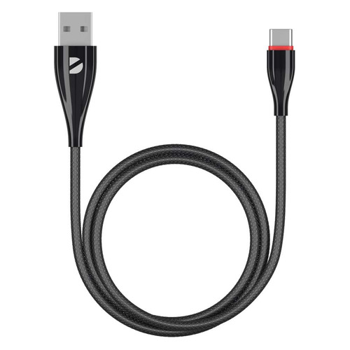 Кабель Deppa Ceramic, USB Type-C (m) - USB (m), 1м, в оплетке, 2A, черный [72288]