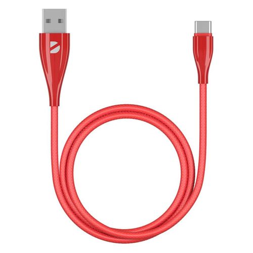 Кабель Deppa Ceramic, USB Type-C (m) - USB (m), 1м, в оплетке, 2A, красный [72290]