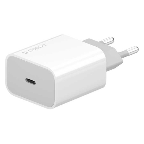 Сетевое зарядное устройство Deppa Power Delivery, USB type-C, USB type-C, 2A, белый [11391]