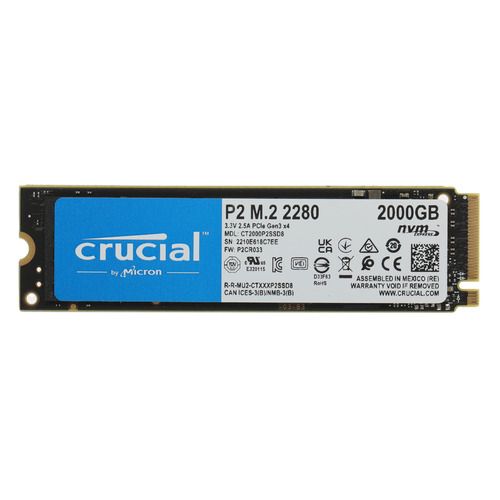 SSD накопитель Crucial P2 CT2000P2SSD8 2ТБ, M.2 2280, PCI-E x4, NVMe
