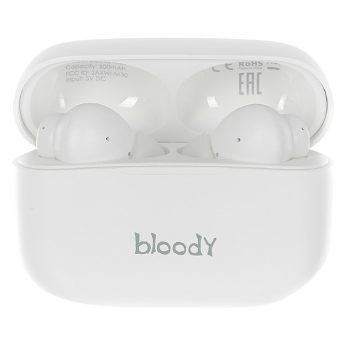 Гарнитура A4TECH Bloody M30, Bluetooth, вкладыши, белый