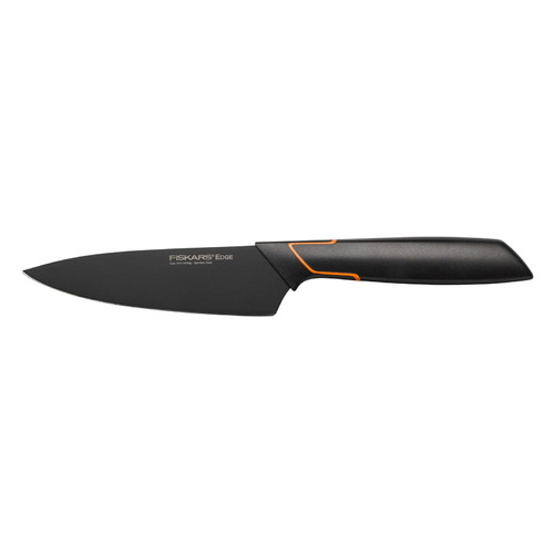Нож кухонный Fiskars Edge, разделочный, 120мм, заточка прямая, стальной, черный/оранжевый [1003096]