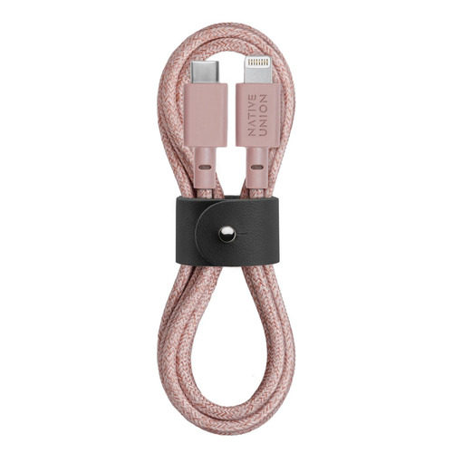 Кабель Native Union, Lightning (m) - USB Type-C (m), 1.2м, MFI, в оплетке, розовый [belt-kv-cl-rose-2]