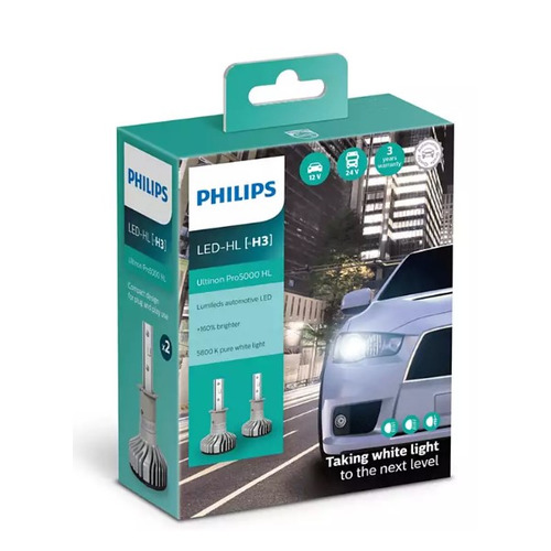 Лампа автомобильная светодиодная Philips 11336U50CWX2, H3, 12/24В, 15Вт, 5800К, 2шт