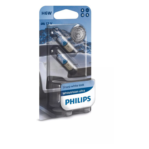 Лампа автомобильная галогенная Philips 12036WVUB2, H6W, 12В, 6Вт, 2шт