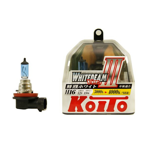 Лампа автомобильная галогенная KOITO P0749W, H16, 12В, 19Вт, 2шт