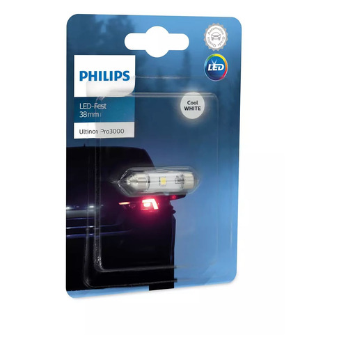 Лампа автомобильная светодиодная Philips 11854U30CWB1, Fest T10,5x38, 12В, 0.6Вт, 6000К, 1шт