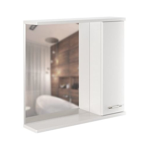 Шкаф MIXLINE Анри 75 правый без подсветки, с зеркалом, подвесной, 750х692х190 мм, белый [536051]
