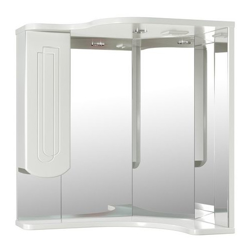 Шкаф MIXLINE Корнер левый угловой с подсветкой, с зеркалом, подвесной, 630х700х460 мм, белый [524712]