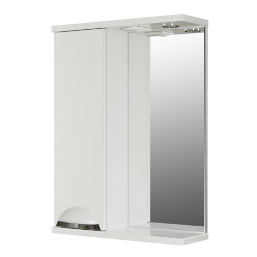 Шкаф MIXLINE Этьен 50 левый с подсветкой, с зеркалом, подвесной, 500х692х190 мм, белый [542402]