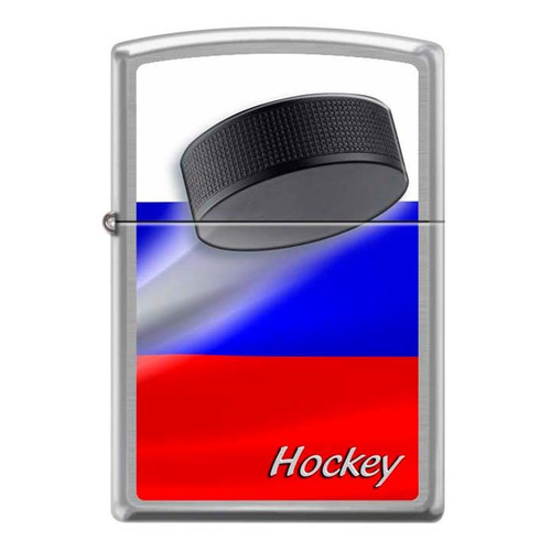 Зажигалка Zippo Российский хоккей 200 Russian Hockey Puck латунь/сталь серебристый