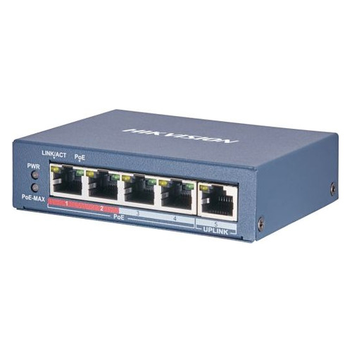 Коммутатор Hikvision DS-3E0505P-E/M 5G 4PoE+ 35W неуправляемый