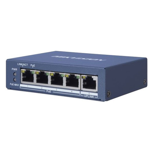 Коммутатор Hikvision DS-3E0505P-E 1x100Mb 4G 4PoE+ 60W неуправляемый