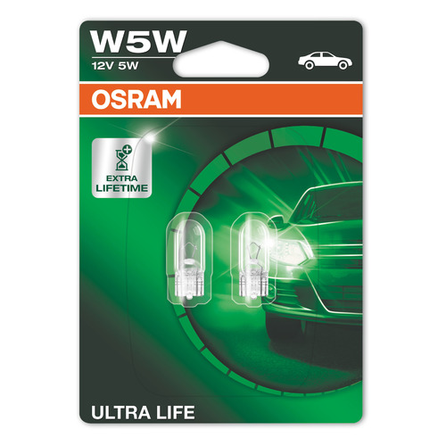 Лампа автомобильная накаливания Osram 2825ULT-02B, W5W, 12В, 5Вт, 2шт