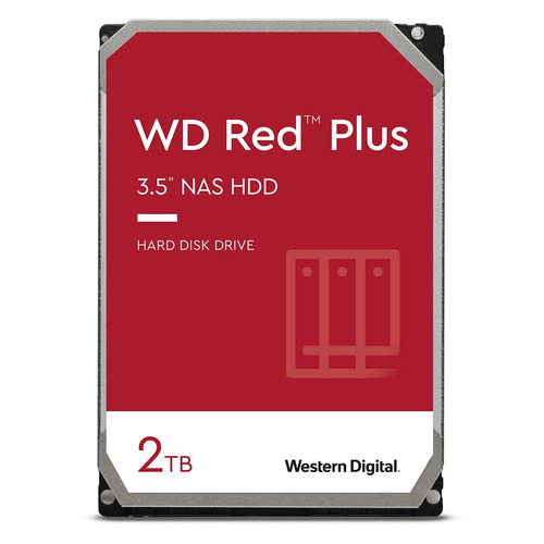 Жесткий диск WD Red Plus WD20EFZX, 2ТБ, HDD, SATA III, 3.5"