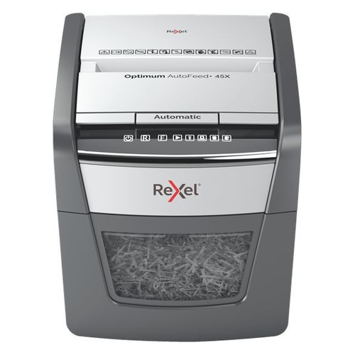 Уничтожитель бумаг Rexel Optimum AutoFeed 45X, с автоподачей, P-4, 4х28 мм, 45 лист. одновременно, 20л [2020045xeu]