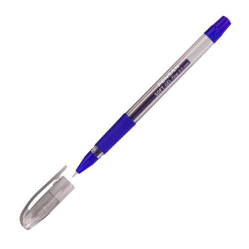Ручка гелев. Pensan Soft Gel Fine (2420/12BLUE) прозрачный d=0.5мм игловидный пиш. наконечник линия 12 шт./кор