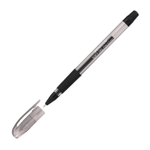 Ручка гелев. Pensan Soft Gel Fine (2420/12BLACK) прозрачный d=0.5мм игловидный пиш. наконечник линия 12 шт./кор
